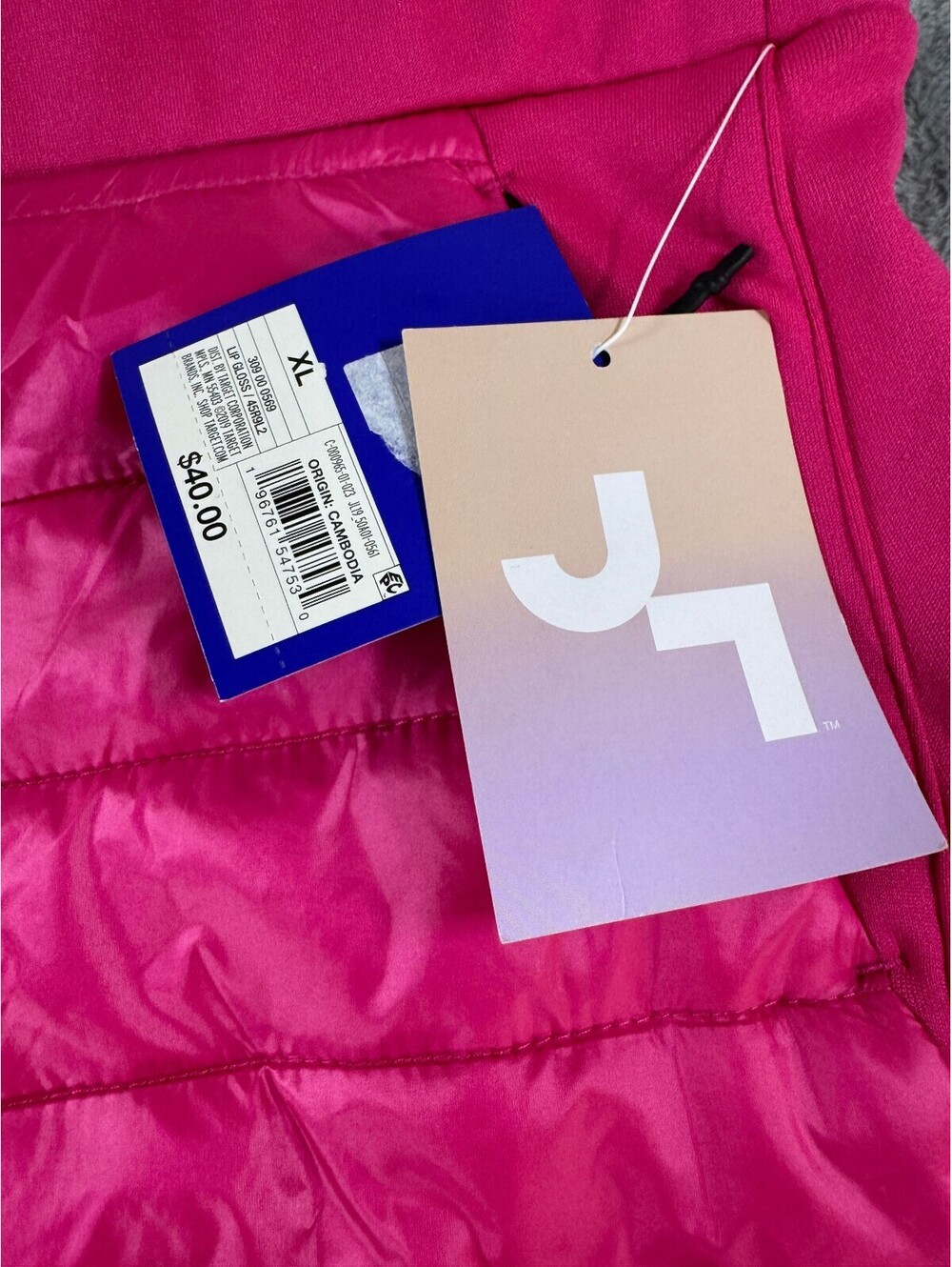 JoyLab Women's Quilted Puffer Pants Pink Panel Design Ribbed Cuffs Size XL NWT - Picture 2 of 9